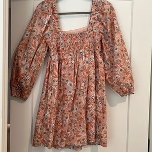 Square neck cotton poplin dress